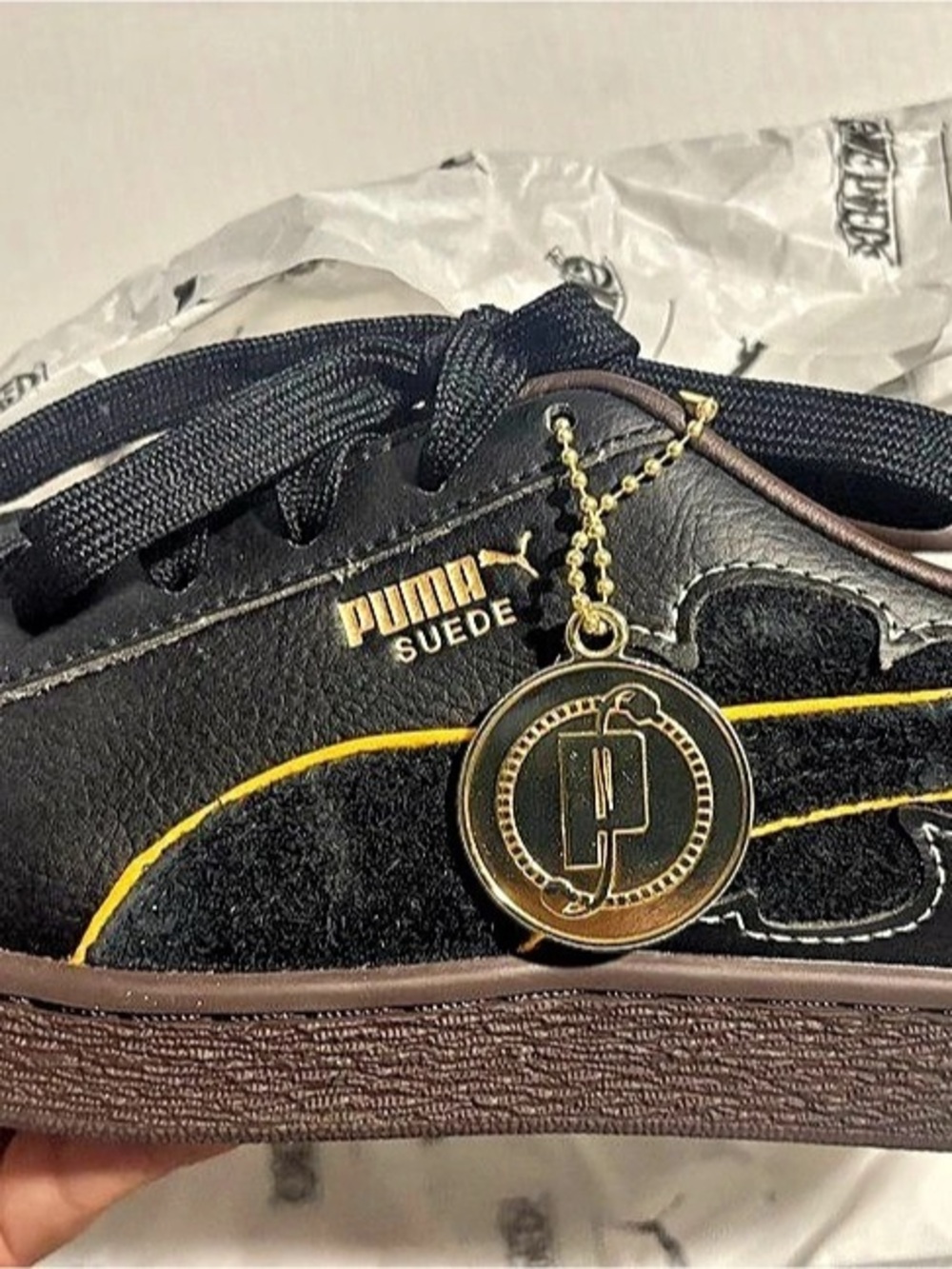 Puma Suede One Piece Blackbeard (GS) ) Sneakers Black & Brown Boys US 7
